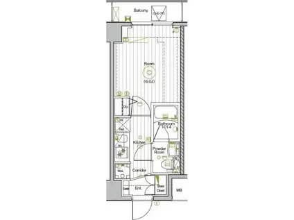 グランヴァンプレミアムイースト川口(1K/5階)の間取り写真
