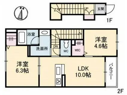 シャーメゾン令和(2LDK/2階)の間取り写真