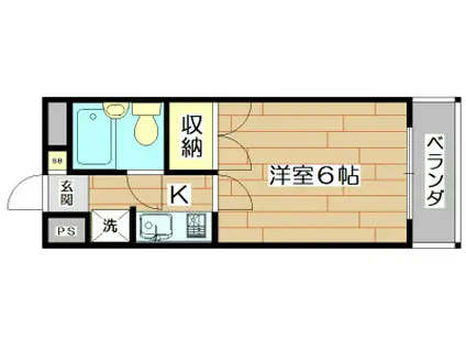 ハイツオーキタ土橋(1K/1階)の間取り写真