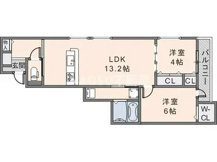アベニール末広(2LDK/2階)の間取り写真
