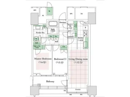 パークコート文京小石川ザ・タワー(2LDK/22階)の間取り写真