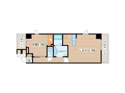 FARWISTERIA(1LDK/5階)の間取り写真