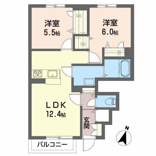 シャーメゾン オーブA(2LDK/1階)の間取り写真