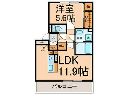 ウイングSIII(1LDK/2階)の間取り写真