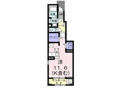 かがやき(ワンルーム/1階)の間取り写真