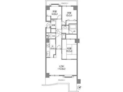 磯子台スカイマンション(3LDK/4階)の間取り写真