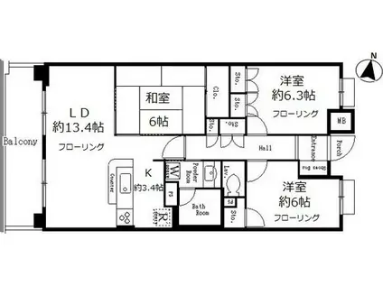 UURコート志木(3LDK/1階)の間取り写真