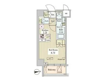 早稲田アパートメント(1K/7階)の間取り写真