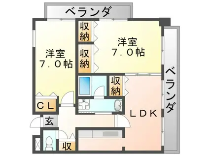 アビタシオン橋本III(2LDK/4階)の間取り写真