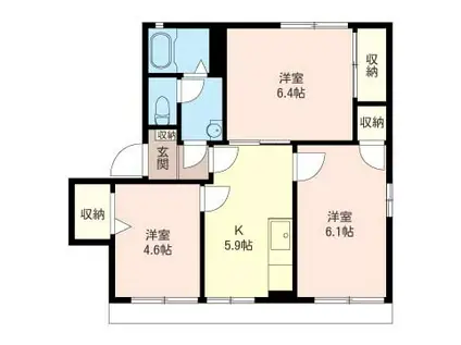 グラシューズつきみ野V(3K/1階)の間取り写真