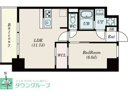 S-RESIDENCE桜本町AWESOME(1LDK/14階)の間取り写真