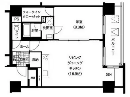 レジディア西新(1LDK/6階)の間取り写真