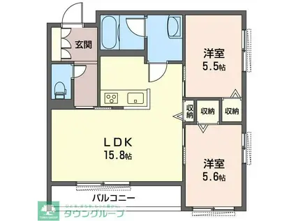 SHAMAISON HALE国立 桜通(2LDK/1階)の間取り写真