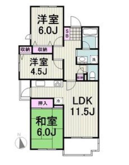 テラス都筑中央公園(3LDK/4階)の間取り写真