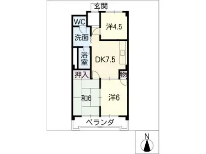ユーハイツ平針(3DK/3階)の間取り写真