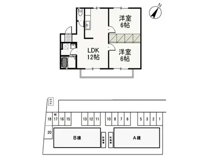 リーヴァ妹尾(2LDK/2階)の間取り写真