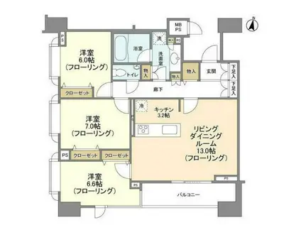 HF白金高輪レジデンス(3LDK/6階)の間取り写真
