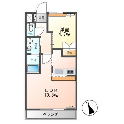 プランドールS1(1LDK/2階)の間取り写真