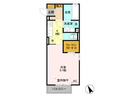 エンベ リーザB(1K/2階)の間取り写真