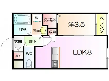 ST.RESIDENCE 七道(1LDK/2階)の間取り写真