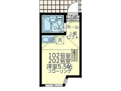 ユナイト境之谷タルトフロマージュ(ワンルーム/2階)の間取り写真