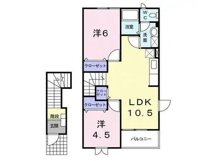 アルビオンD(2LDK/2階)の間取り写真