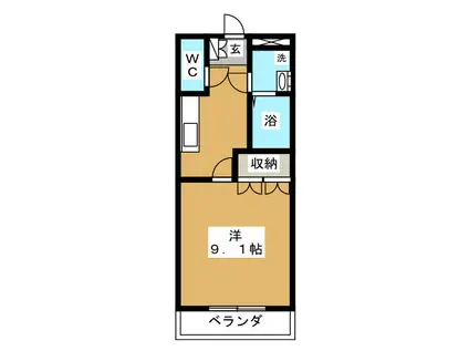 ウエルハウス II(1K/2階)の間取り写真