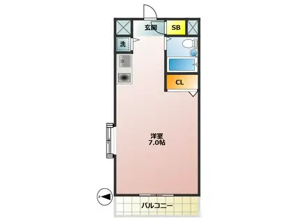 グラシオーズ・メゾン(ワンルーム/2階)の間取り写真