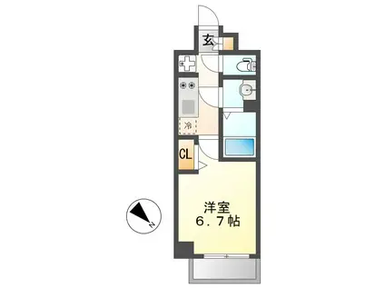 プレサンス鶴舞ファースト(1K/15階)の間取り写真