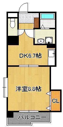 アーバンハイツ南台(1DK/6階)の間取り写真