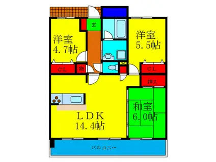 ロイヤル・パティオ(3LDK/2階)の間取り写真