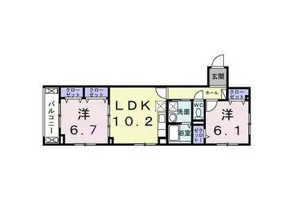 グルックパティオ高円寺(2LDK/2階)の間取り写真