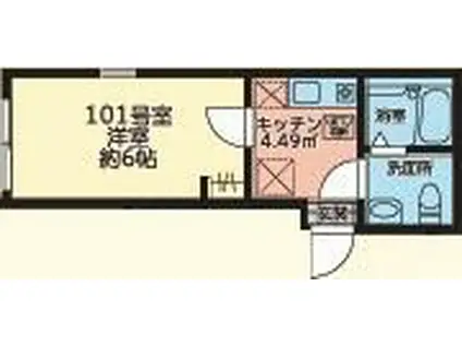 ビショップホーム(1K/1階)の間取り写真