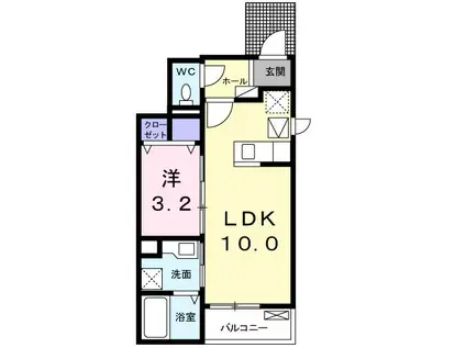 フルール デ シャーン(1LDK/1階)の間取り写真
