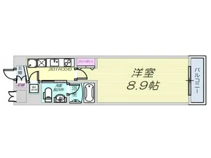 ＪＲ東海道本線 六甲道駅 徒歩6分 8階建 築19年(1K/6階)の間取り写真