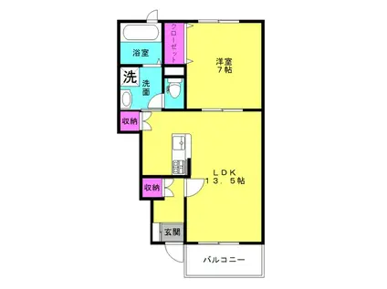 パークメゾン宝殿(1LDK/1階)の間取り写真