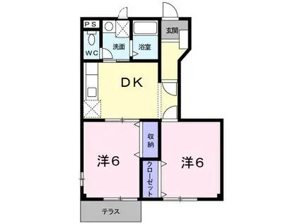 プレミオII(2DK/1階)の間取り写真