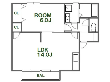 ローレル由美(1LDK/1階)の間取り写真