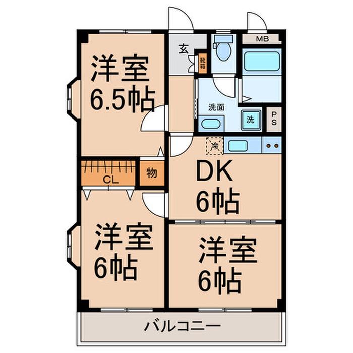 センチュリーハイツ橘(3DK/3階)の間取り写真