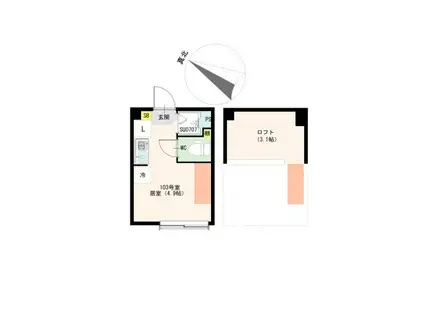 VALLATA平井(ワンルーム/1階)の間取り写真