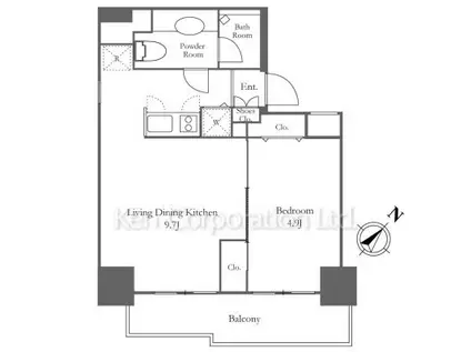 URESIDENCE高輪台(1LDK/12階)の間取り写真