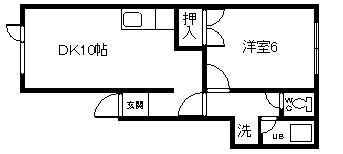 レジデンス関(1DK/1階)の間取り写真