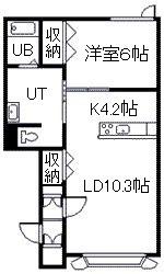 タウンズ緑が丘B(1LDK/1階)の間取り写真