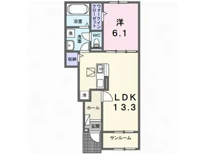 サニーフラットII(1LDK/1階)の間取り写真