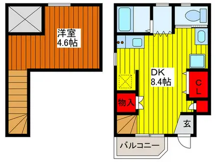 SOLEIL芝高木(1DK/1階)の間取り写真