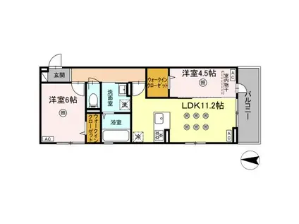 アクアフェリーチェ A棟(2LDK/3階)の間取り写真