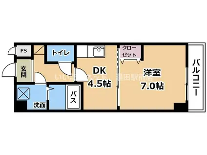 ドーミトゥリィ南草津(1DK/6階)の間取り写真