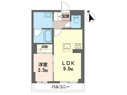 ルピナスコモド(1LDK/2階)の間取り写真