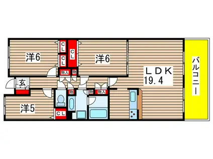 リーベスト西千葉(3LDK/5階)の間取り写真