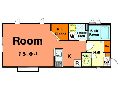 KHドミール(ワンルーム/2階)の間取り写真